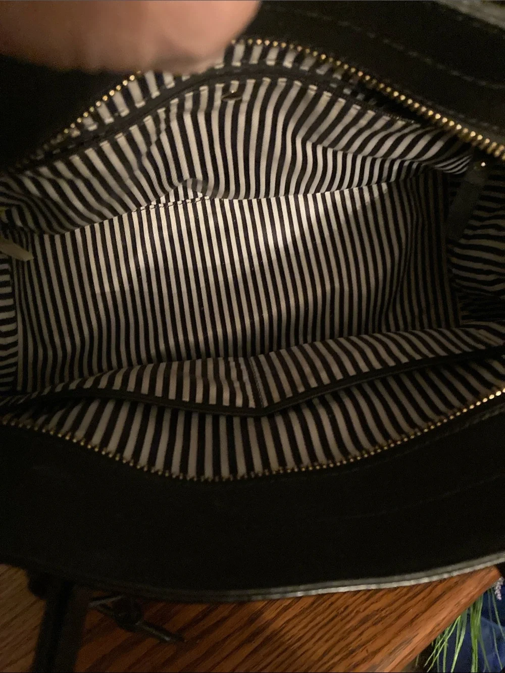 KATE SPADE EUC Cameron Street Candace Black Leather &Gray Wool 2-way Satchel Bag